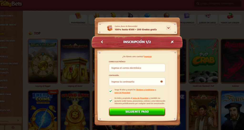 Billybets Casino Login