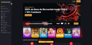 Instant Casino menú principal
