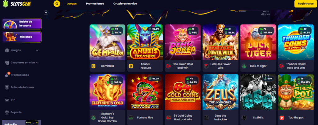 SlotsGem Casino Juegos