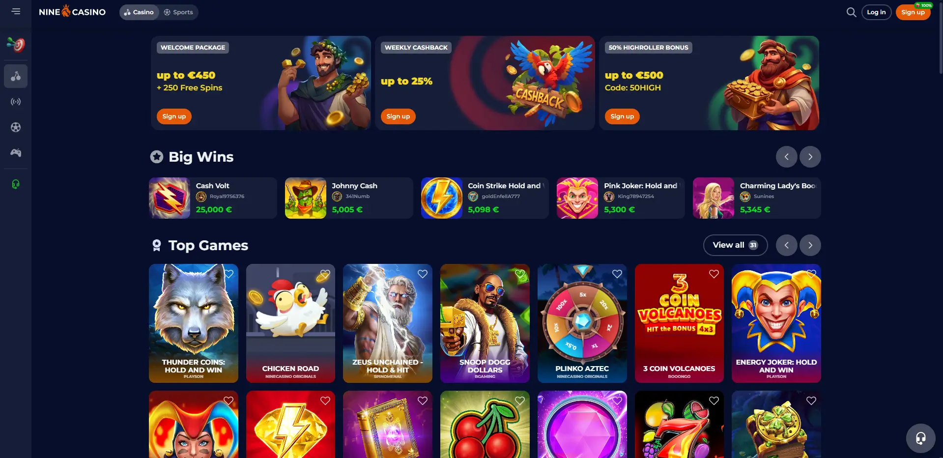 nine casino juegos