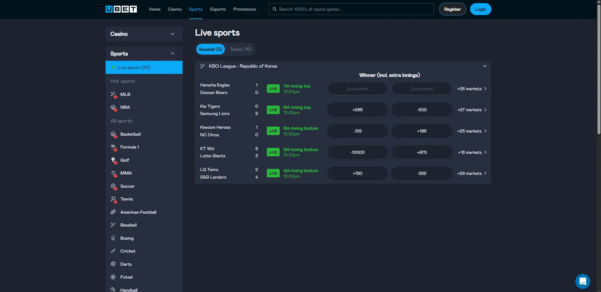 ubet casino sport